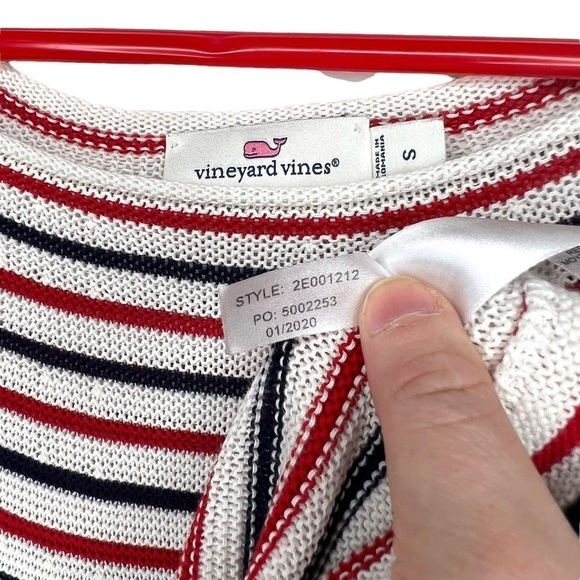 Vineyard Vines Coastal Red White Blue Stripe Boatneck Pull On Knit Sweater Small - Picture 7 of 12